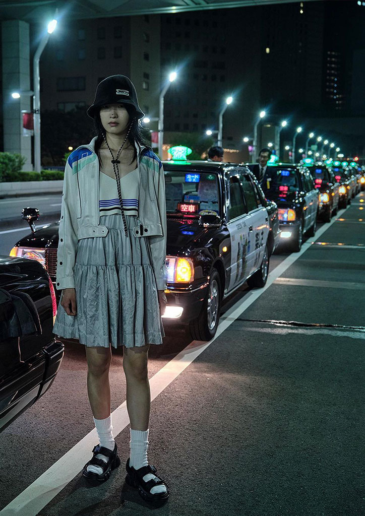 The fashion film presents expressways lined with taxis yet void of traffic or pedestrians