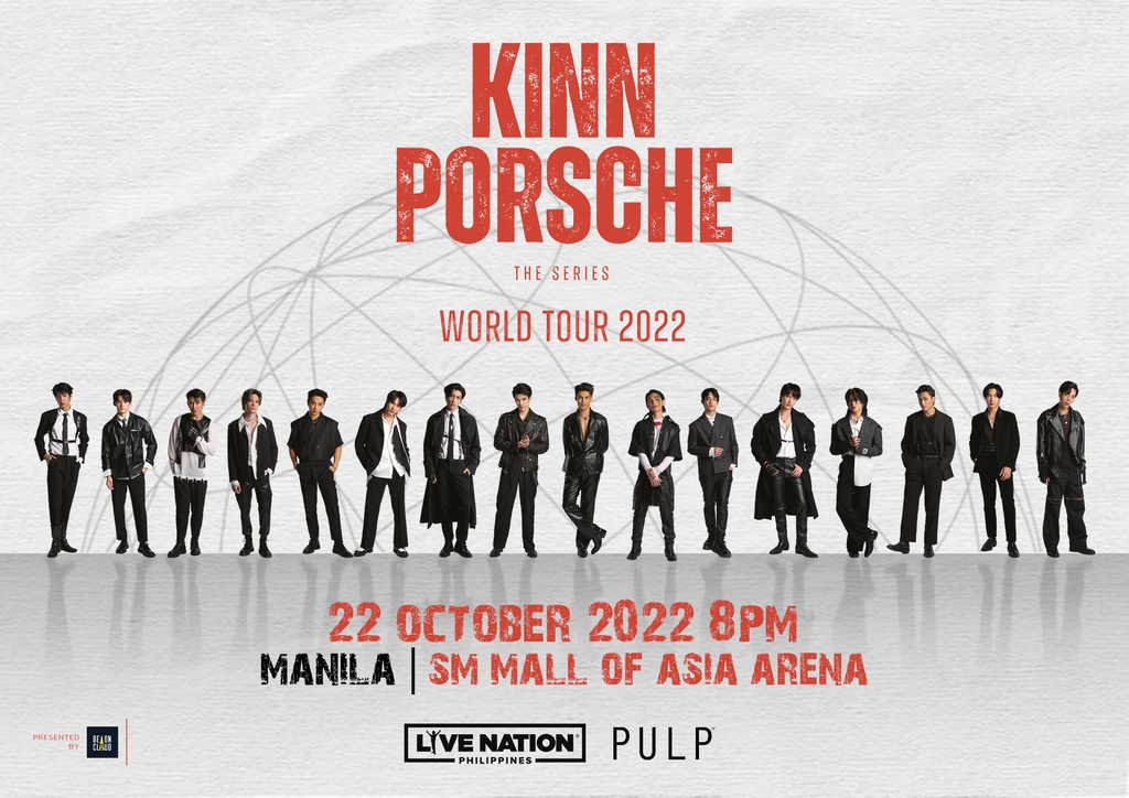 A poster of KinnPorsche concert in manila for their world tour