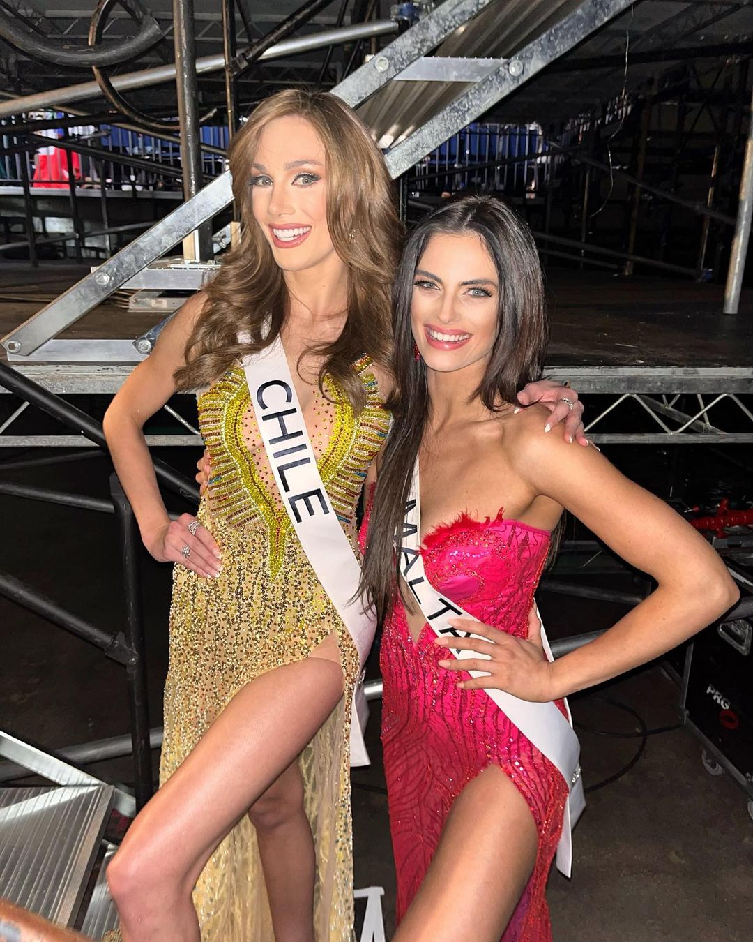 Miss Malta Maxine Formosa Gruppetta at the Miss Universe with Miss Chile