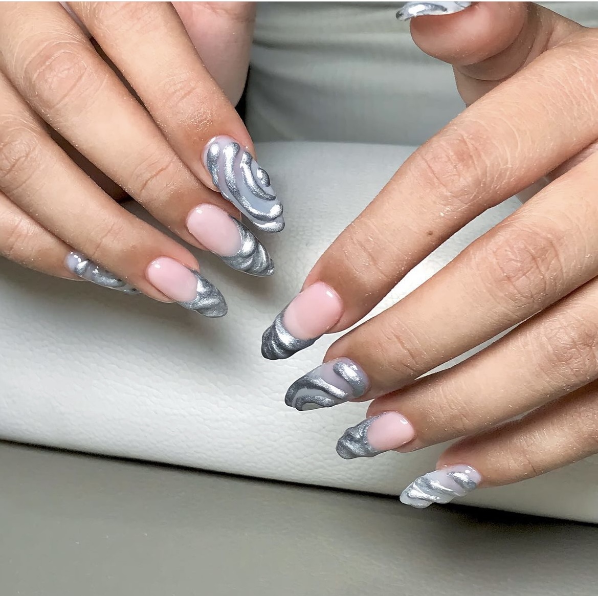 capricorn season nails ph metal manicure inspo