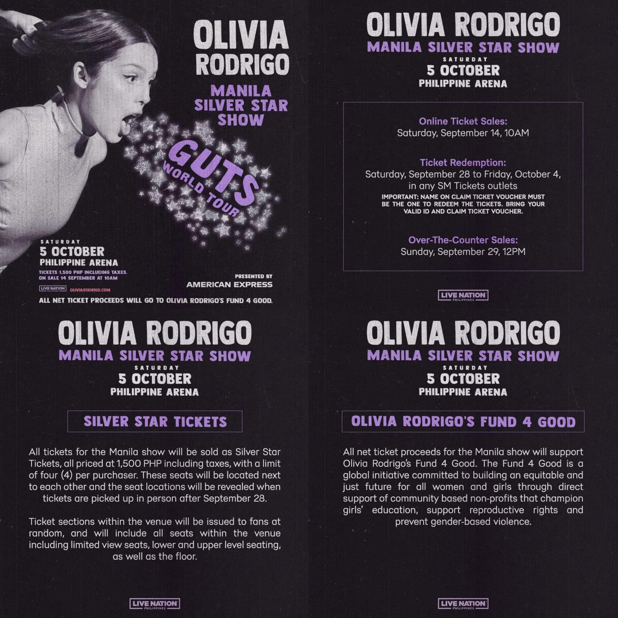 Olivia Rodrigo GUTS Tour Silver Star Tickets